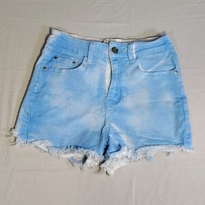 Blue Topic Denim Collection Blue White Jean Shorts Raw Hem Festival Beach Size S